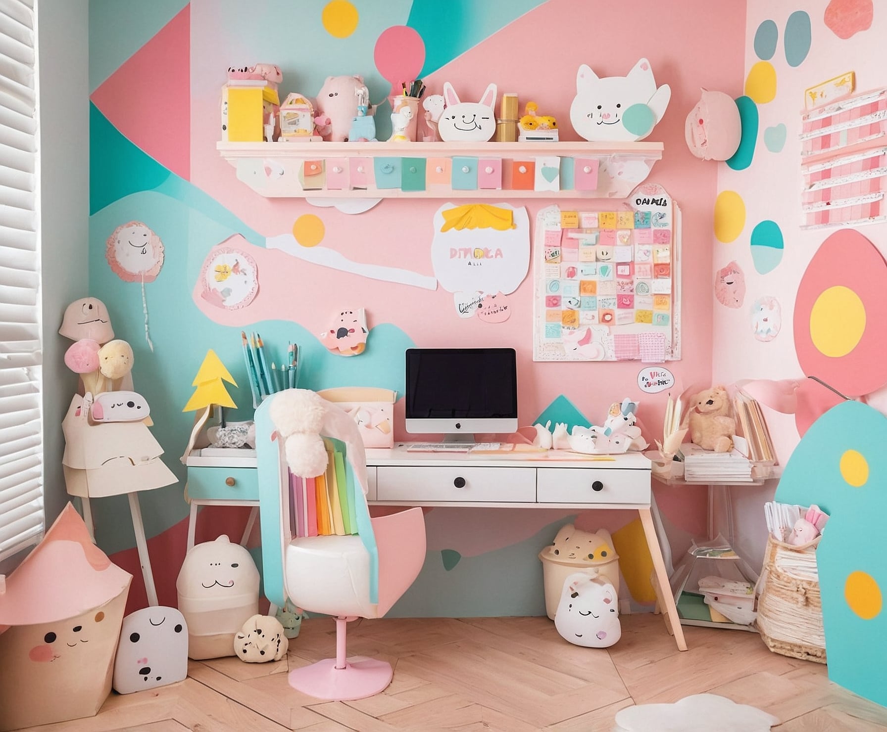 Diseño de papelería kawaii para oficinas