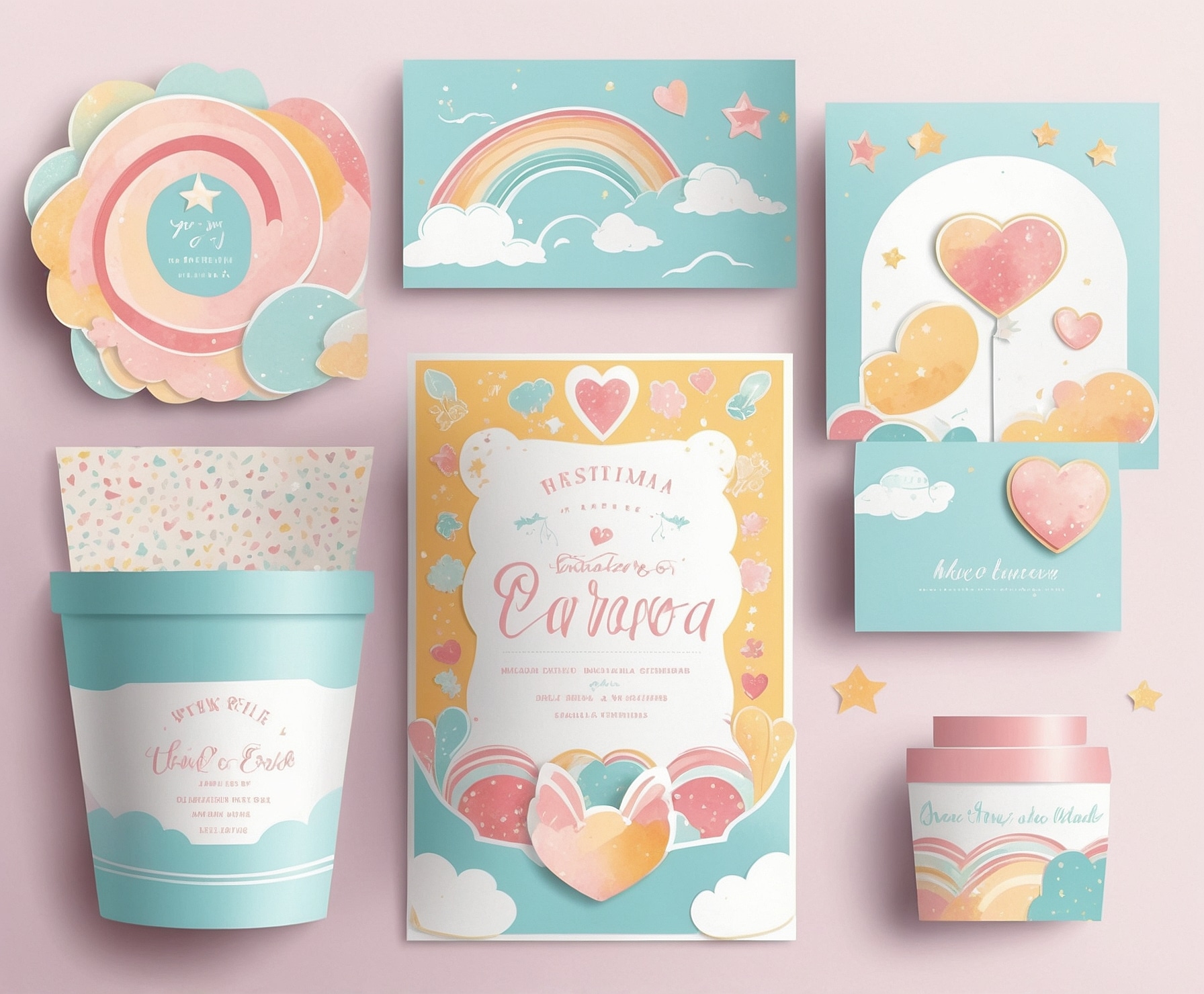 diseño de papelería kawaii para eventos